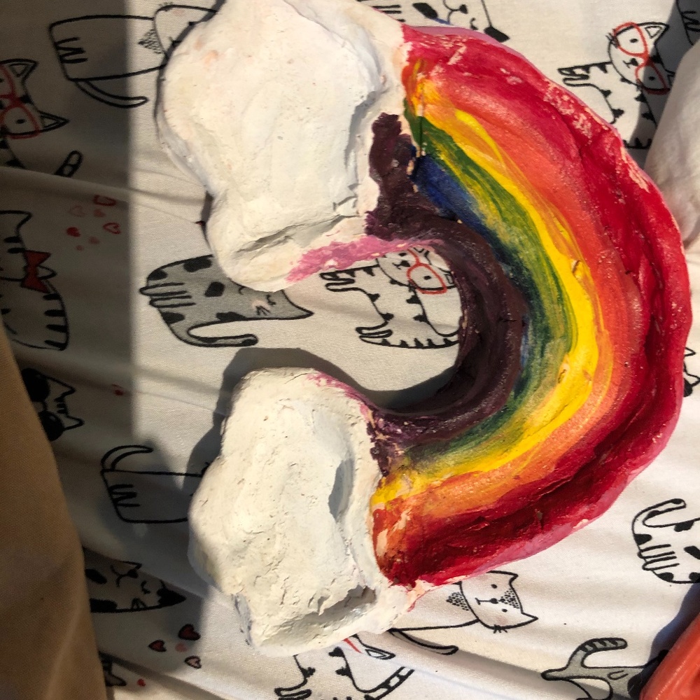 Homemade rainbow jewelry holder